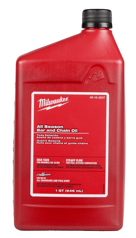 MILWAUKEE Milwaukee 49-16-2837 All-Season Bar and Chain Oil, Amber, >93 deg C Flash, 1 qt Bottle