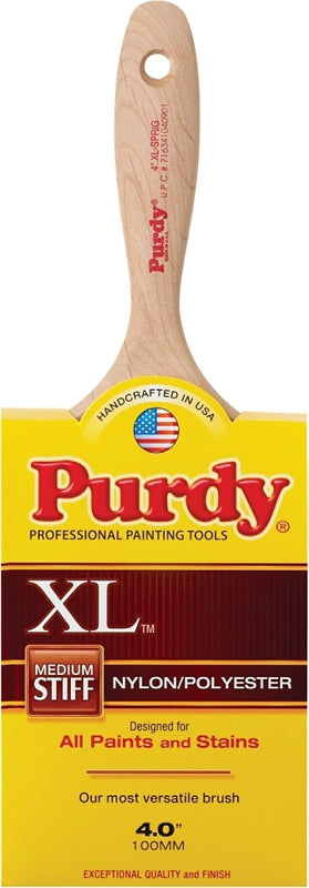 PURDY Purdy 144380340 Trim Brush, Natural Hardwood Handle, 4 in W, Nylon/Polyester Bristle, Beaver Tail Handle PAINT PURDY