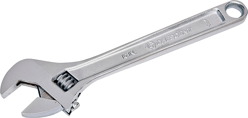 CRESCENT Crescent AC210VS Adjustable Wrench, 10 in OAL, 1.313 in Jaw, Steel, Chrome-Plated, Non-Cushion Grip Handle TOOLS CRESCENT