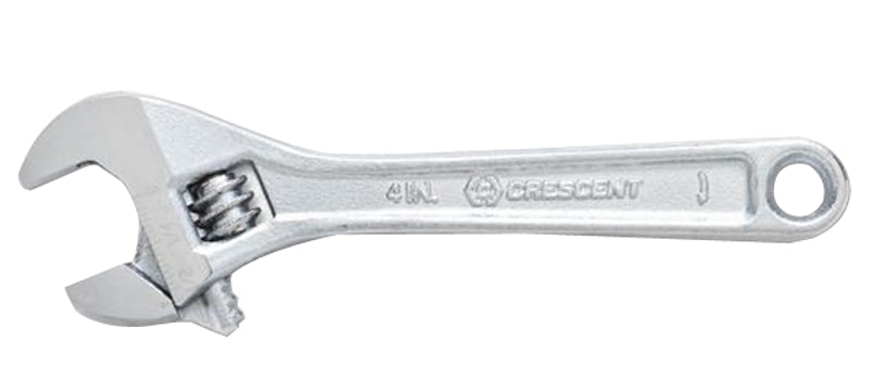 CRESCENT Crescent AC24VS Adjustable Wrench, 4 in OAL, 1/2 in Jaw, Steel, Chrome TOOLS CRESCENT
