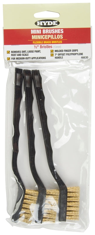 HYDE Hyde 46630 Mini Brush, 1/2 in L Trim, Brass Bristle, 10 in OAL PAINT HYDE