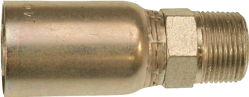 GATES Gates MegaCrimp G25100-1616 Hose Coupling, 1 x 1 in Dia, 4.11 in, 1-11-1/2, Crimp x NPTF, Straight Angle, Steel, Zinc