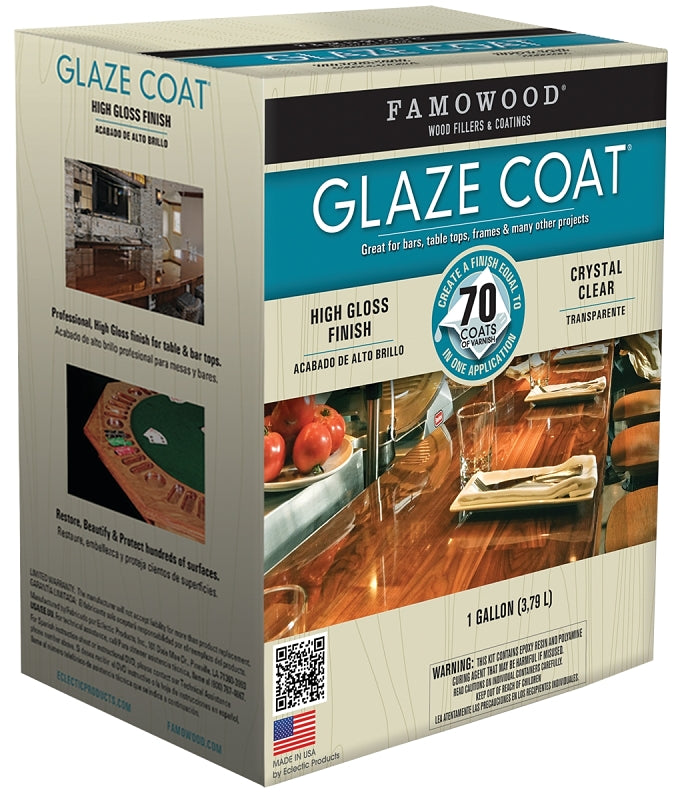 FAMOWOOD Famowood 5050110 Glaze Epoxy Coating, Liquid, Slight, Clear, 1 gal, Container PAINT FAMOWOOD