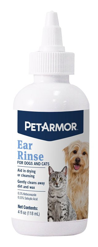 PET ARMOR PetArmor 2697 Ear Rinse, Liquid, 4 oz Squeeze Bottle