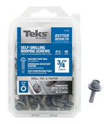 TEKS Teks 21408 Roofing Screw, #12 Thread, Fine Thread, Hex Drive, Drill Point, Steel, Zinc