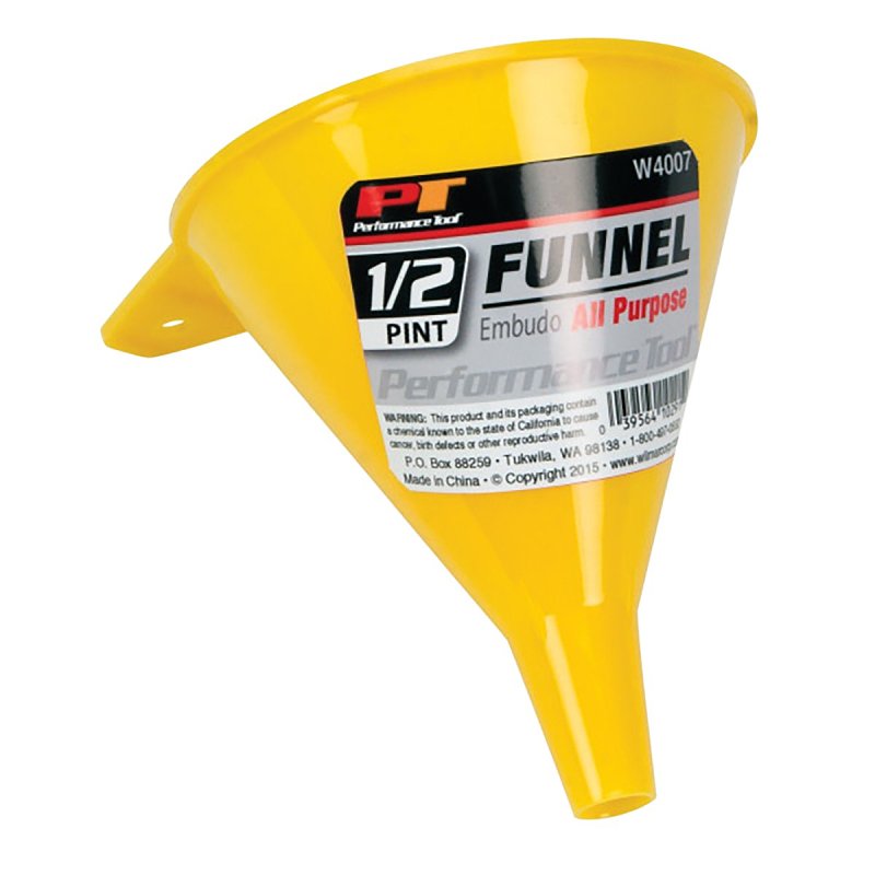 PERFORMANCE TOOLS Performance Tool W4007 All Purpose Funnel, 1/2 pt Capacity