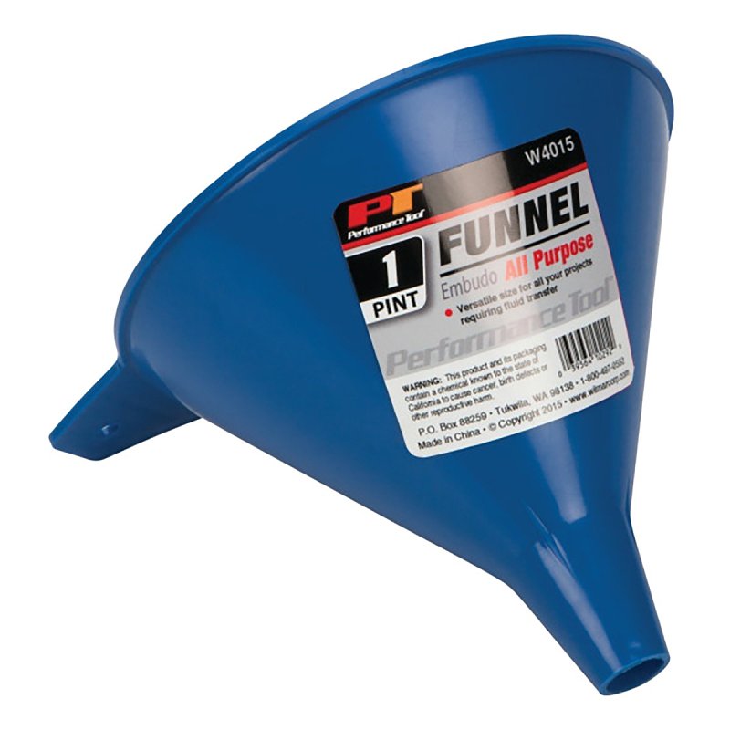 PERFORMANCE TOOLS Performance Tool W4015 All-Purpose Funnel, 1 pt Capacity, Plastic, Blue