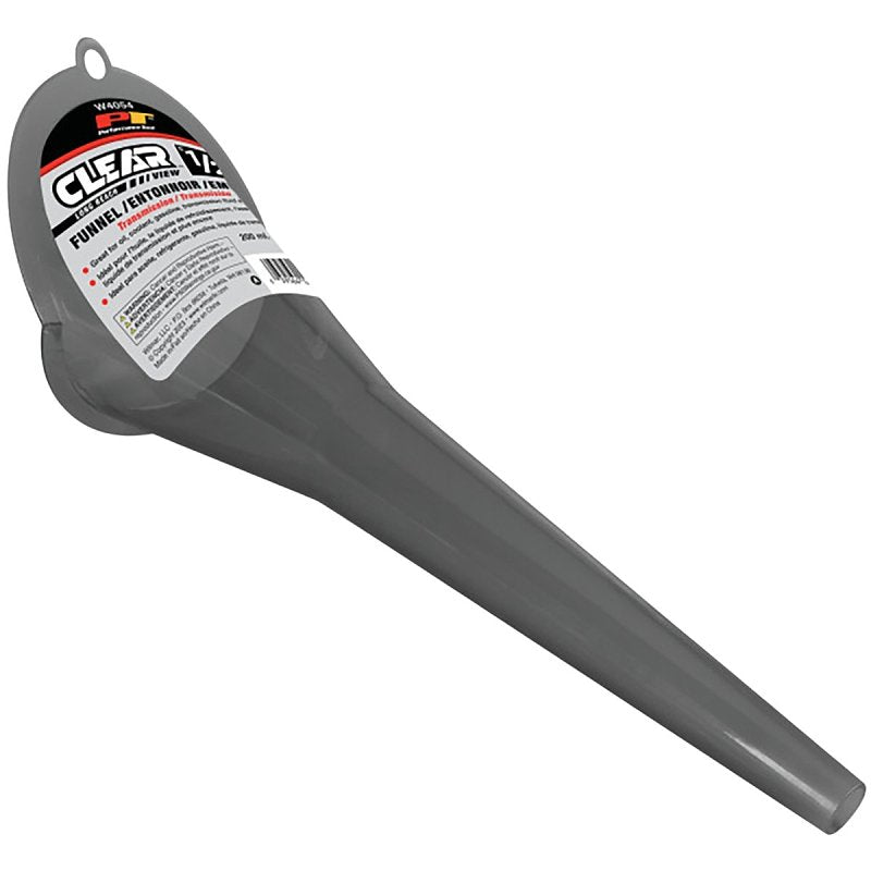 PERFORMANCE TOOLS Performance Tool Clear View Series W4054 Long Reach Funnel, 0.5 pt Capacity, Polypropylene, Clear, 4-1/4 in H