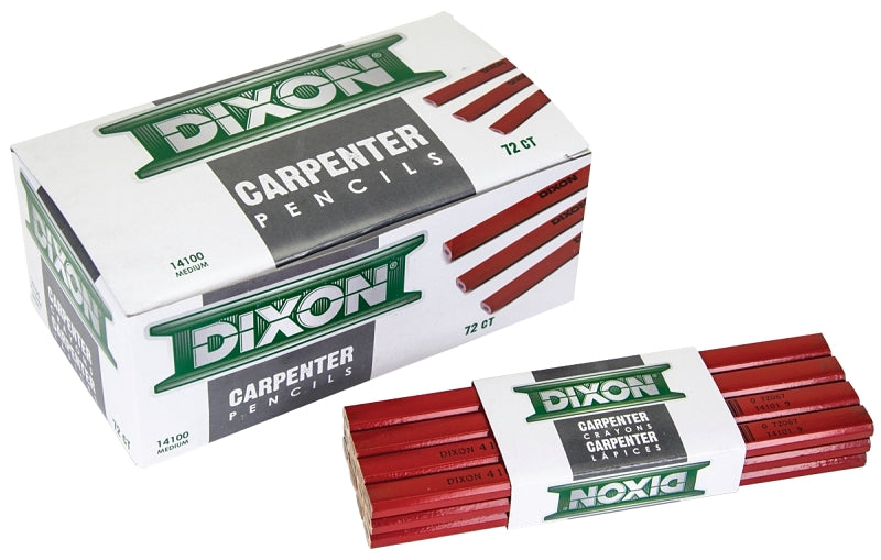 DIXON TICONDEROGA Dixon Ticonderoga 14100 Carpenter Pencil, Black/Red, 7 in L