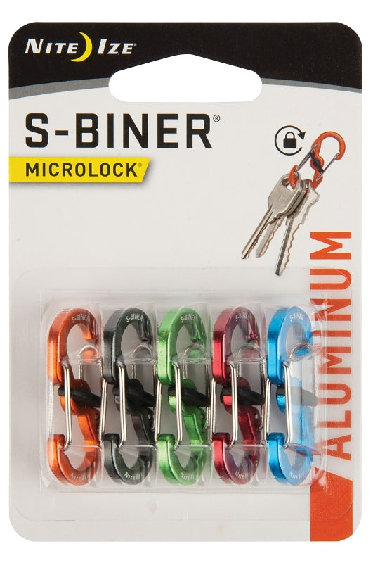 NITE IZE Nite Ize MicroLock, S-Biner LSBMA-A2-5R7 Mini Carabiner, 1.41 in OAL, Aluminum, Assorted