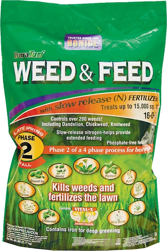 DURATURF DuraTurf 60424 Weed and Feed Lawn Fertilizer, 48 lb, Solid, 16-0-8 N-P-K Ratio LAWN & GARDEN DURATURF   