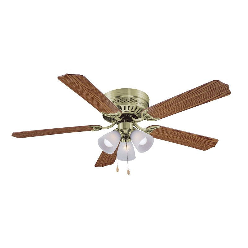 GT-INDUSTRIAL PRODUCTS Boston Harbor CF-78049L Ceiling Fan Light Kit, 5-Blade, Antique Brass Housing, 52 in Sweep, MDF Blade, 3-Speed ELECTRICAL GT-INDUSTRIAL PRODUCTS