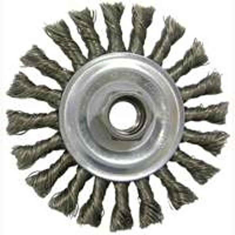 WEILER Weiler 36055 Wire Wheel Brush, 4 in Dia, 5/8-11 Arbor/Shank, Steel Bristle