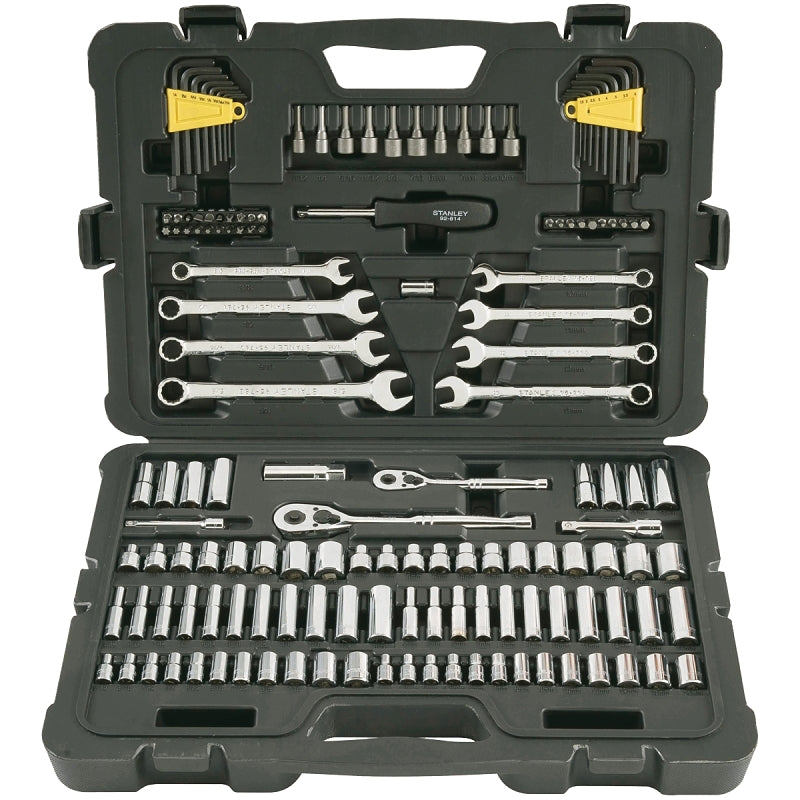 STANLEY STANLEY COLORmaxx Series STMT71653 Mechanics Tool Set, 145-Piece, Chrome Vanadium Steel, Chrome, Silver