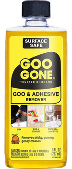 GOO GONE Goo Gone 2087 Goo and Adhesive Remover, 8 oz Bottle, Liquid, Citrus, Yellow