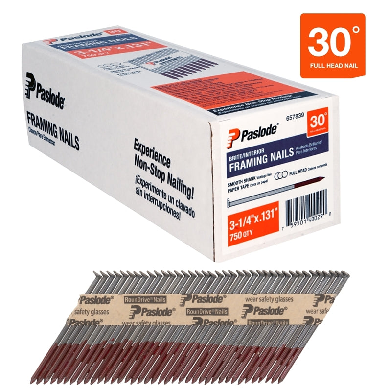 PASLODE Paslode 657839 Framing Nail, 3-1/4 in L, Steel, Brite, Round Head, Smooth Shank HARDWARE & FARM SUPPLIES PASLODE