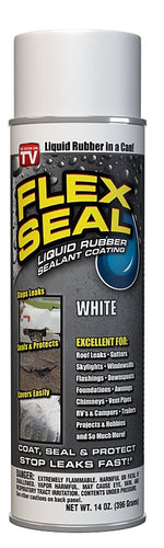 FLEX SEAL Flex Seal FSWHTR20 Rubberized Spray Coating, 2 to 12 sq-ft Coverage Area, White, 14 oz Can