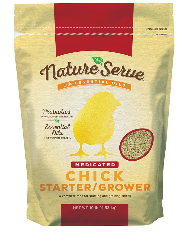 NATURESERVE NatureServe 101110 Chick Starter Grower Feed, Medicated, Crumble, 10 lb Bag