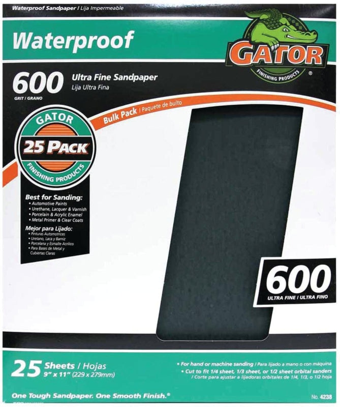 GATOR Gator 3280 Sanding Sheet, 11 in L, 9 in W, 600 Grit, Silicone Carbide Abrasive