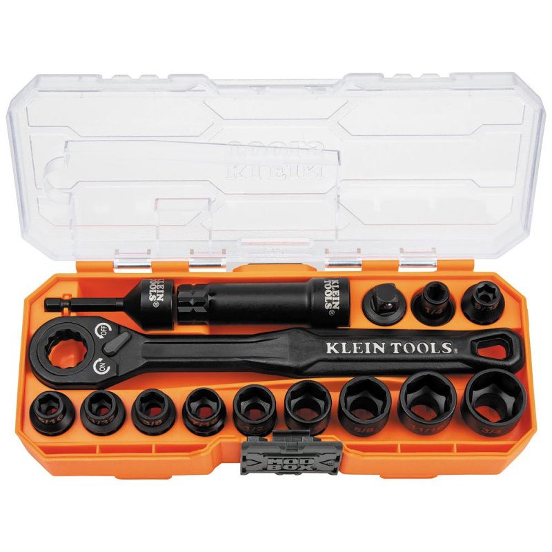 KLEIN Klein Tools KNECT 65400 Pass-Through Socket Set, Chrome Molybdenum/Chrome Vanadium Steel