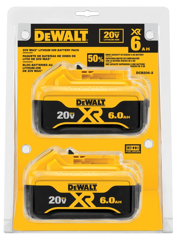 DEWALT DeWALT DCB206-2 Battery Pack, 20 V Battery, 6 Ah, 1 hr Charging TOOLS DEWALT   