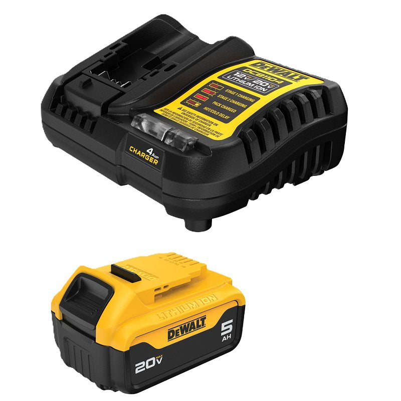 DEWALT DEWALT DCB205C Battery and Charger Kit, 20 V, 5 Ah, 90 min Charge, 1-Battery, Battery Included: Yes TOOLS DEWALT