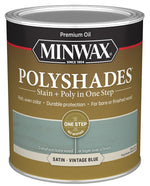 MINWAX Minwax PolyShades 613944444 Interior Wood Stain, Satin, Vintage Blue, Liquid, 1 qt PAINT MINWAX