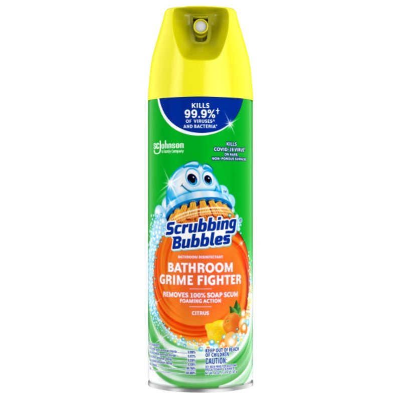 SCRUBBING BUBBLES Scrubbing Bubbles 71362 Bathroom Cleaner, 22 oz Aerosol Can, Pleasant Lemon, Yellow