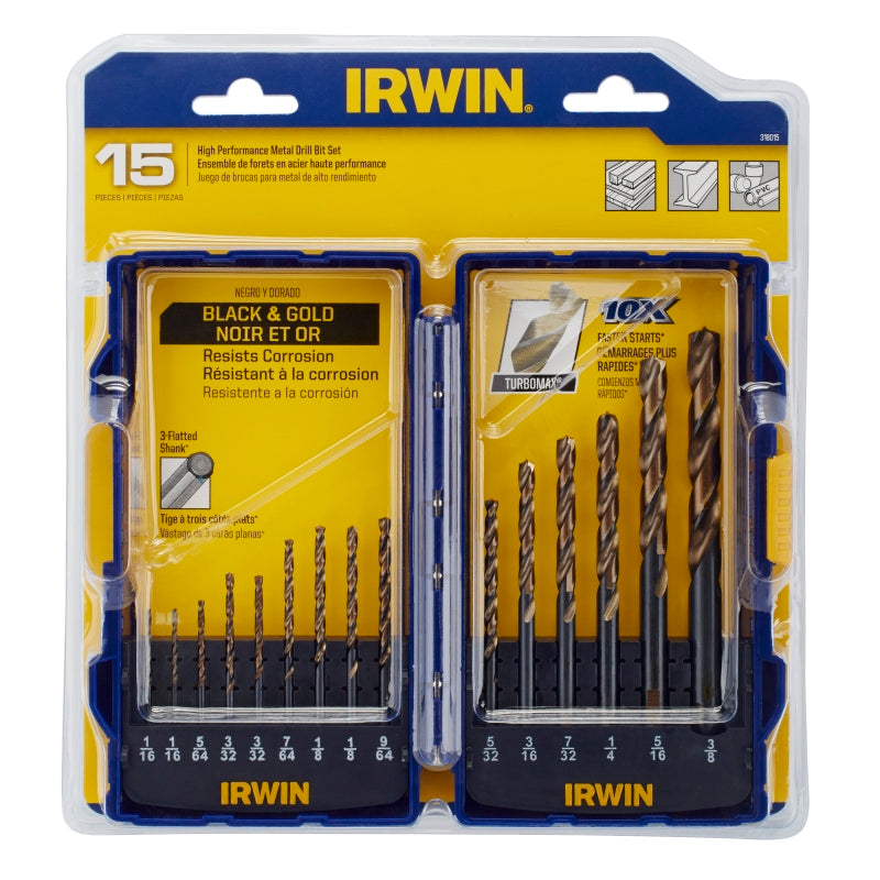 IRWIN Irwin 318015 Turbo Point Drill Bit Set, 15-Piece, Steel