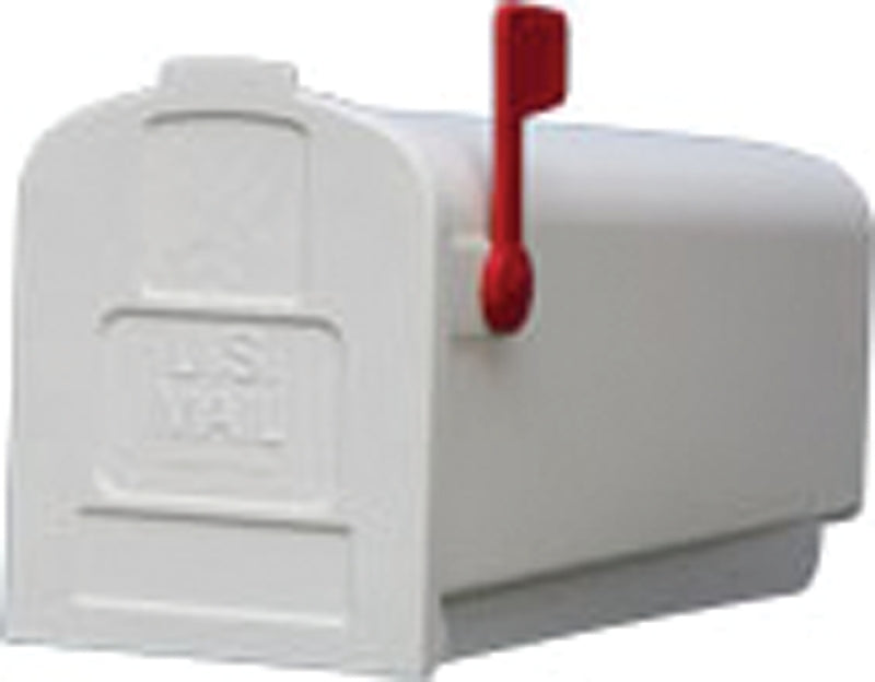 SOLAR GROUP Gibraltar Mailboxes Parson Series PL10W0201 Rural Mailbox, 875 cu-in, Plastic, 7.9 in W, 19.4 in D, 9.6 in H, White