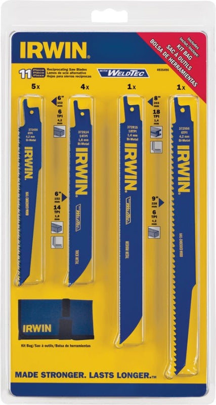 IRWIN Irwin 4935496 Reciprocating Saw Blade Set, 11-Piece, Bi-Metal