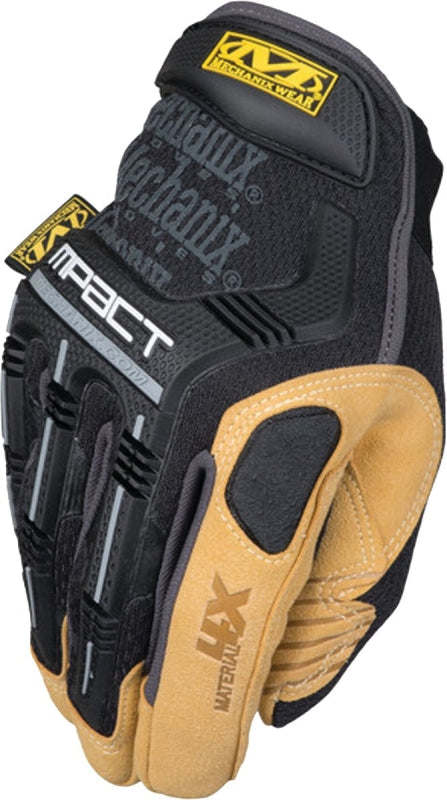 MECHANIX WEAR Mechanix Wear Material4X M-Pact Series MP4X-75-010 Work Gloves, Men's, L, 10 in L, Hook-and-Loop Cuff, Black/Brown