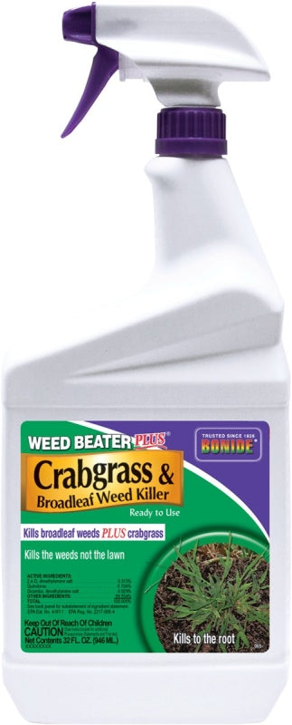 BONIDE Weed Beater 065 Crabgrass and Broadleaf Weed Killer, Liquid, 1 qt Bottle LAWN & GARDEN BONIDE