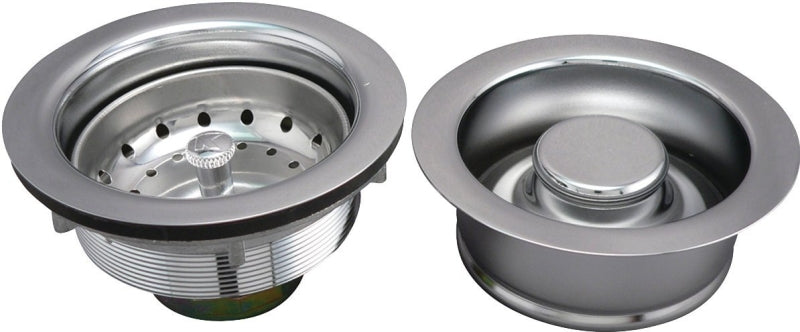 KEENEY Keeney K5475 Basket Strainer Assembly with Fixed Post, 4-1/2 in Dia, Stainless Steel, Polished Chrome
