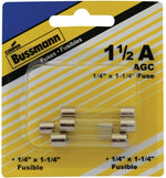 BUSSMANN Bussmann BP/AGC-1-1/2-RP Tube Fuse, 250 V, 1.5 A, 100 A, 10 kA Interrupt ELECTRICAL BUSSMANN