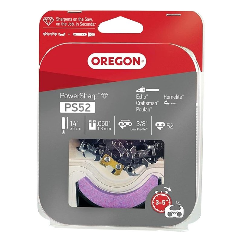 OREGON Oregon PowerSharp PS52 Chainsaw Chain, 14 in L Bar, 0.05 Gauge, 3/8 in TPI/Pitch, 52-Link