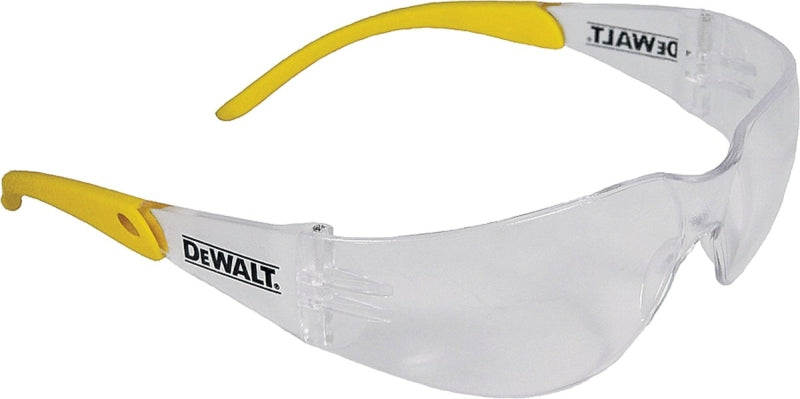 DEWALT DEWALT DPG54-1C Safety Glasses, Clear Lens, Black/Yellow Frame, Polycarbonate Lens, Plastic Frame