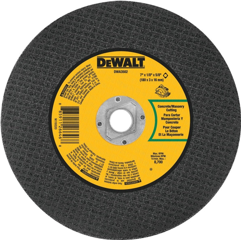 DEWALT DEWALT DWA3502 Cutting Wheel, 7 in Dia, 1/8 in Thick, 5/8 in Arbor, Aluminum Oxide Abrasive