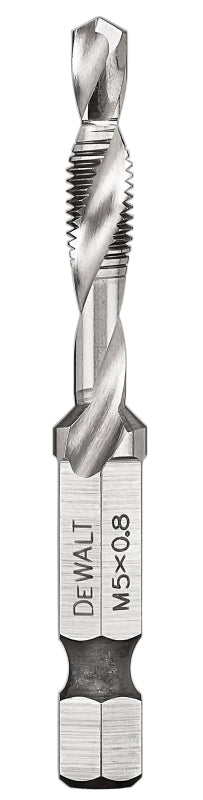 DEWALT DEWALT IMPACT READY DWADTQTR5MM8 Tap and Drill Bit, 5 mm Dia, 3-Flute, Spiral Flute, HSS