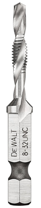 DEWALT DEWALT IMPACT READY DWADTQTR832 Tap and Drill Bit, 8 mm Dia, 3-Flute, Spiral Flute, HSS, 2-5/32 in L