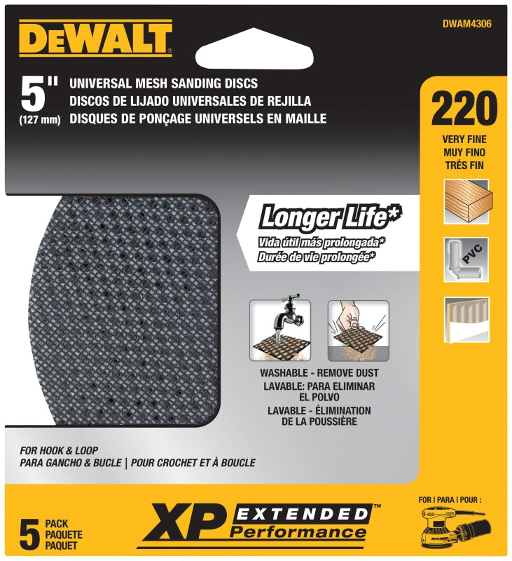 DEWALT DEWALT DWAM4306 Sanding Disc, 5 in Dia, 220 Grit, Very Fine, Silicone Carbide Abrasive PAINT DEWALT