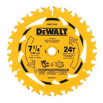 DEWALT DEWALT DWA171424B10 Circular Saw Blade, 7-1/4 in Dia, 5/8 in Arbor, 24-Teeth, Tungsten Carbide Cutting Edge TOOLS DEWALT