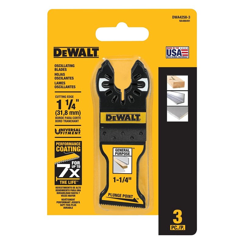 DEWALT DEWALT PlungePoint DWA4258-3 General-Purpose Blade, 1-1/4 in, Bi-Metal TOOLS DEWALT