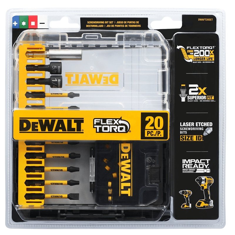 DEWALT DEWALT DWAFT20SET Screwdriver Bit Set, 20-Piece, Steel TOOLS DEWALT