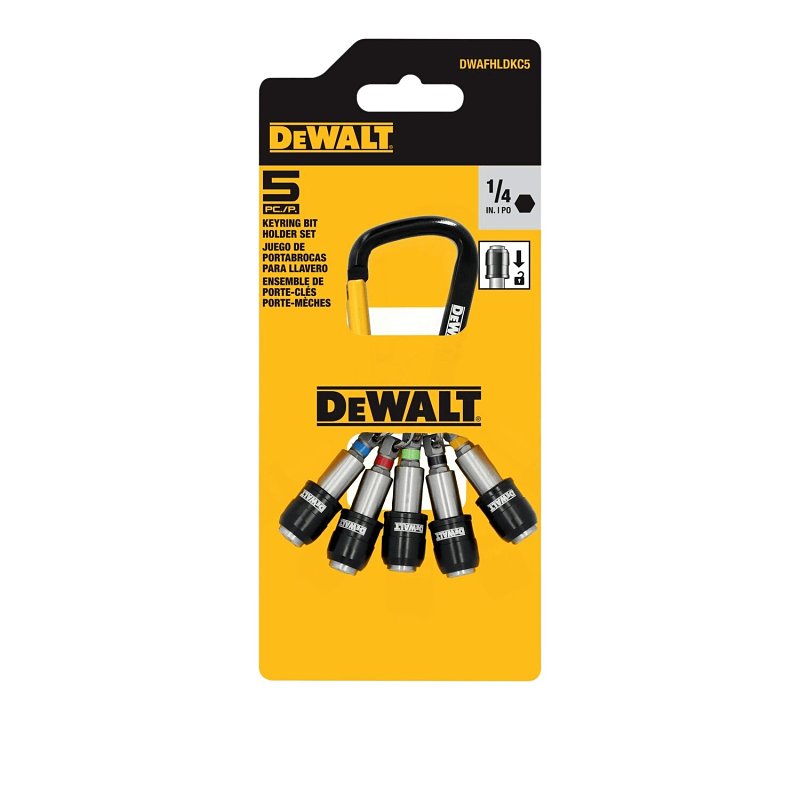 DEWALT DEWALT DWAFHLDKC5 Keyring Bit Holder Set, 1/4 in Shank, Hex Shank, Metal