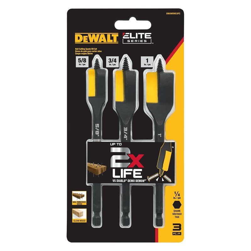 DEWALT DEWALT ELITE Series DWAWDNS3PC Nail Cutting Spade Bit Set, 3-Piece, Steel TOOLS DEWALT