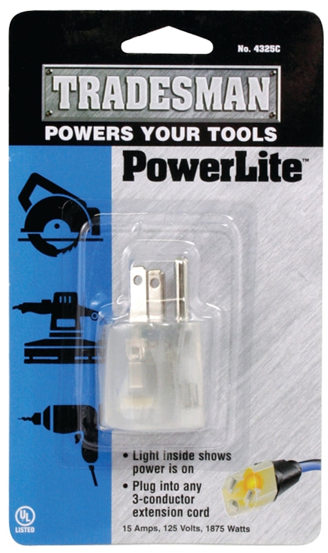 TRADESMAN CCI Tradesman 4325C Outlet Adapter, 15 A, 125 V, 1 -Outlet, Clear ELECTRICAL TRADESMAN