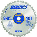 IRWIN Irwin Marathon 14053 Table Saw Blade, 8-1/4 in Dia, 5/8 in Arbor, 40-Teeth, Carbide Cutting Edge