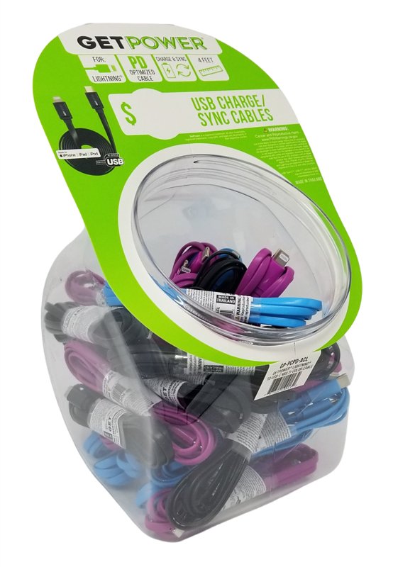 GET POWER GetPower CWP-USBBOWLPDAL Charging and Sync Cable, USB-C, 4 ft L ELECTRICAL GET POWER