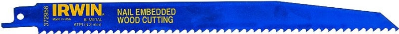 IRWIN Irwin 372956 Series Reciprocating Saw Blade, Applicable Materials: Nail-Embedded Wood, Plastic, Wood, 2 in W, 9 in L TOOLS IRWIN